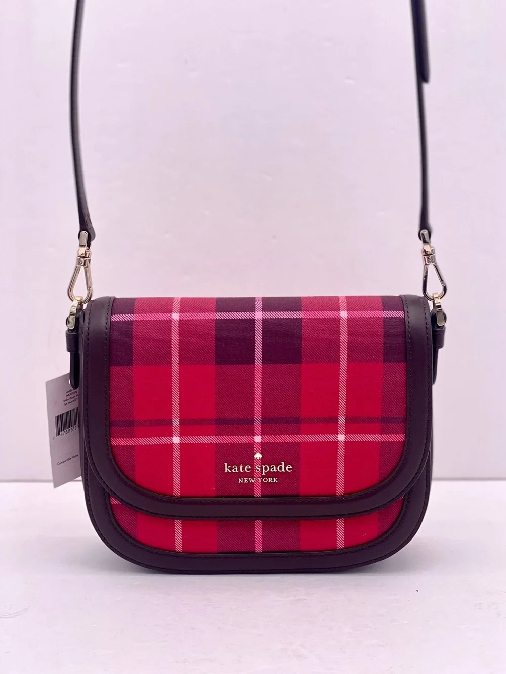 Kate Spade New York BLAKE PLAID SADDLE  CROSSBODY BAG